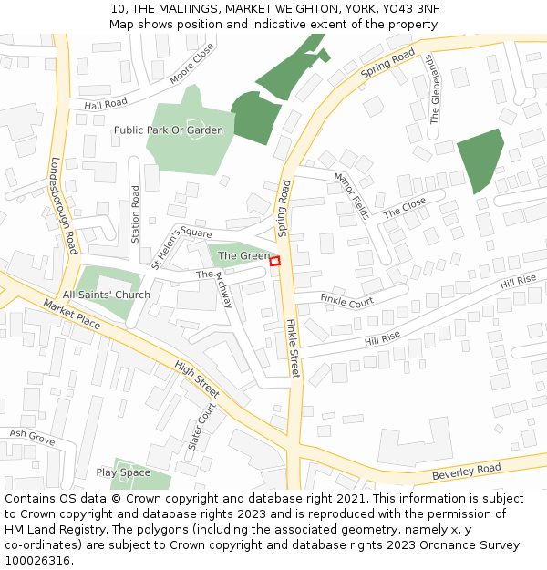 10, THE MALTINGS, MARKET WEIGHTON, YORK, YO43 3NF: Location map and indicative extent of plot