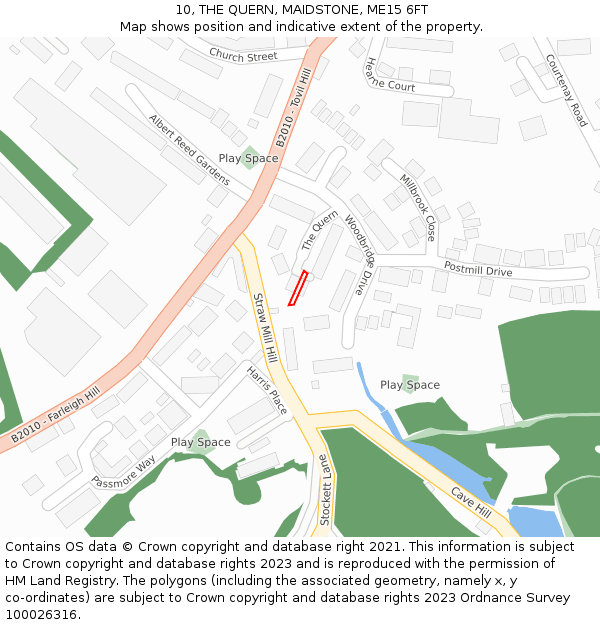 10, THE QUERN, MAIDSTONE, ME15 6FT: Location map and indicative extent of plot
