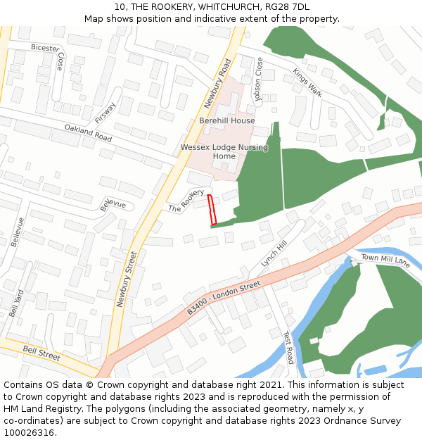 10, THE ROOKERY, WHITCHURCH, RG28 7DL: Location map and indicative extent of plot