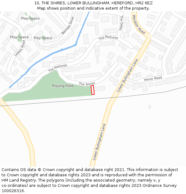 10, THE SHIRES, LOWER BULLINGHAM, HEREFORD, HR2 6EZ: Location map and indicative extent of plot