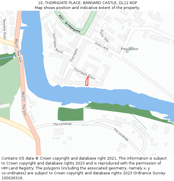 10, THORNGATE PLACE, BARNARD CASTLE, DL12 8GP: Location map and indicative extent of plot