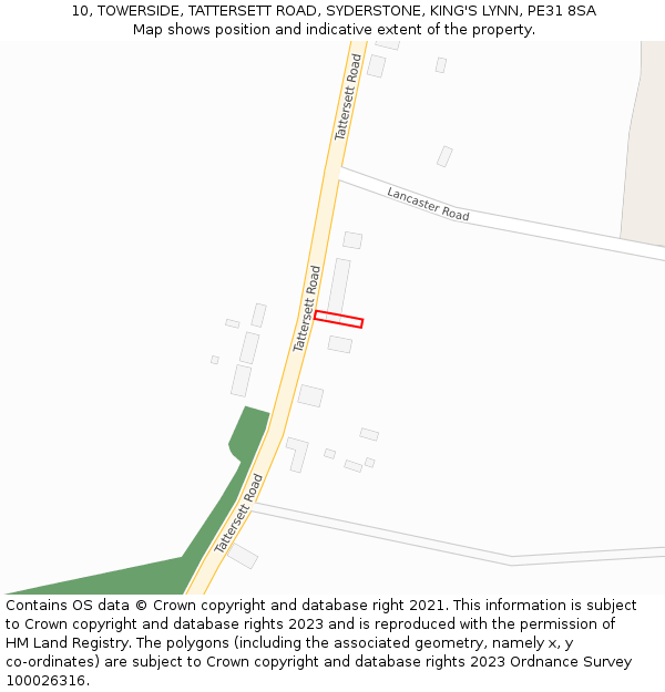 10, TOWERSIDE, TATTERSETT ROAD, SYDERSTONE, KING'S LYNN, PE31 8SA: Location map and indicative extent of plot