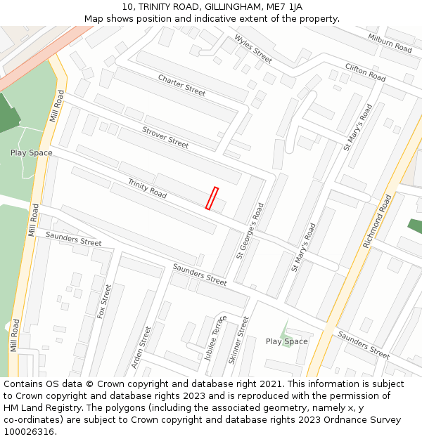 10, TRINITY ROAD, GILLINGHAM, ME7 1JA: Location map and indicative extent of plot