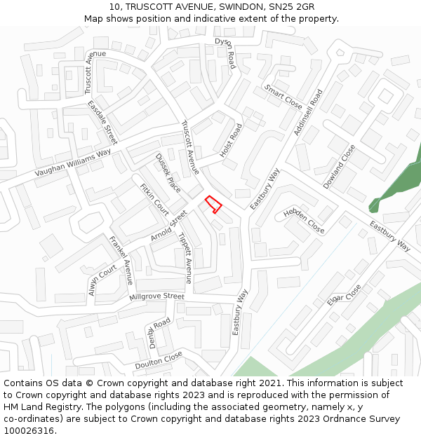 10, TRUSCOTT AVENUE, SWINDON, SN25 2GR: Location map and indicative extent of plot