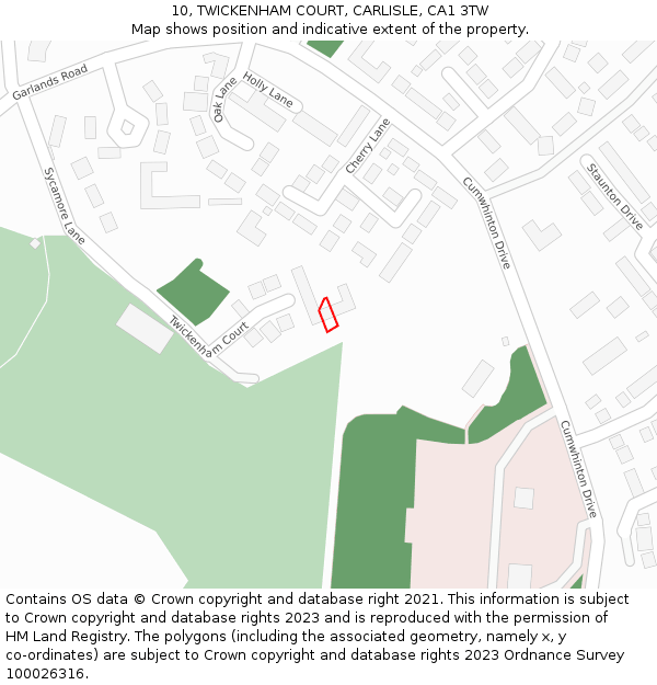 10, TWICKENHAM COURT, CARLISLE, CA1 3TW: Location map and indicative extent of plot