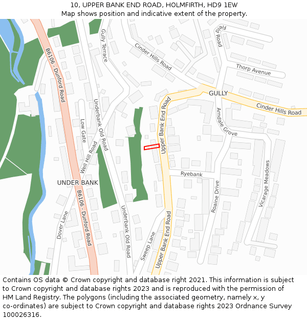 10, UPPER BANK END ROAD, HOLMFIRTH, HD9 1EW: Location map and indicative extent of plot