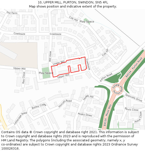 10, UPPER MILL, PURTON, SWINDON, SN5 4FL: Location map and indicative extent of plot