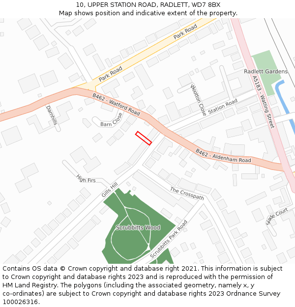 10, UPPER STATION ROAD, RADLETT, WD7 8BX: Location map and indicative extent of plot
