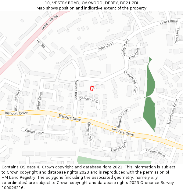 10, VESTRY ROAD, OAKWOOD, DERBY, DE21 2BL: Location map and indicative extent of plot