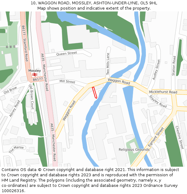 10, WAGGON ROAD, MOSSLEY, ASHTON-UNDER-LYNE, OL5 9HL: Location map and indicative extent of plot