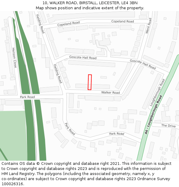 10, WALKER ROAD, BIRSTALL, LEICESTER, LE4 3BN: Location map and indicative extent of plot
