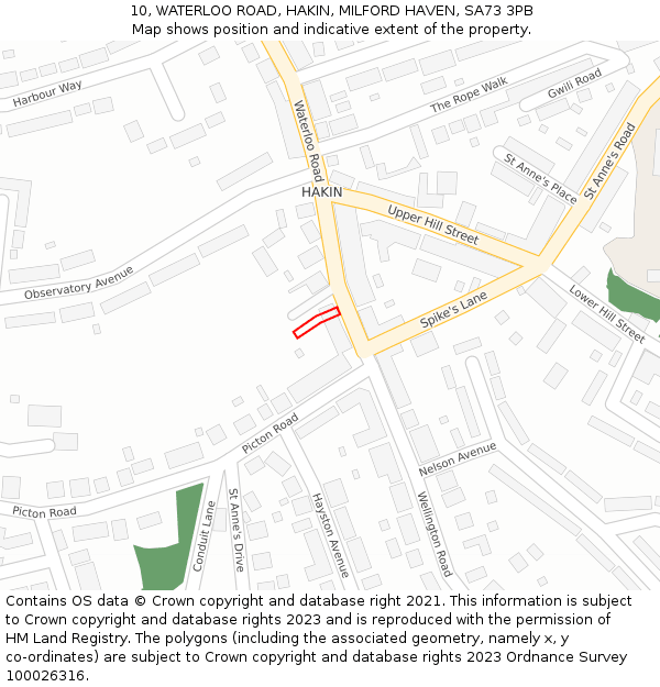 10, WATERLOO ROAD, HAKIN, MILFORD HAVEN, SA73 3PB: Location map and indicative extent of plot