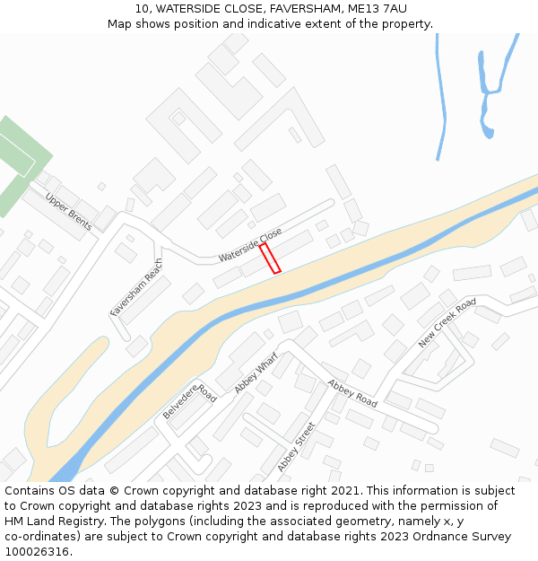10, WATERSIDE CLOSE, FAVERSHAM, ME13 7AU: Location map and indicative extent of plot