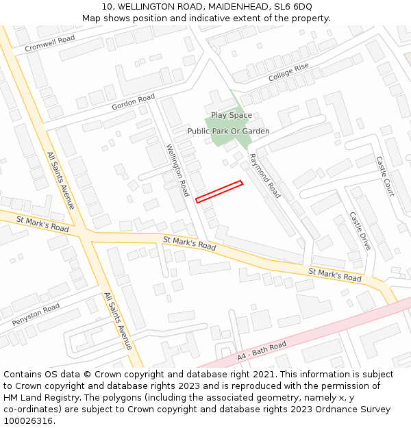 10, WELLINGTON ROAD, MAIDENHEAD, SL6 6DQ: Location map and indicative extent of plot