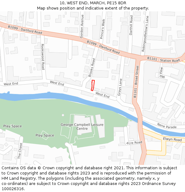 10, WEST END, MARCH, PE15 8DR: Location map and indicative extent of plot