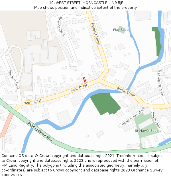 10, WEST STREET, HORNCASTLE, LN9 5JF: Location map and indicative extent of plot