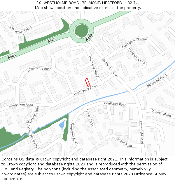 10, WESTHOLME ROAD, BELMONT, HEREFORD, HR2 7UJ: Location map and indicative extent of plot