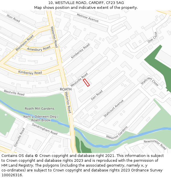 10, WESTVILLE ROAD, CARDIFF, CF23 5AG: Location map and indicative extent of plot