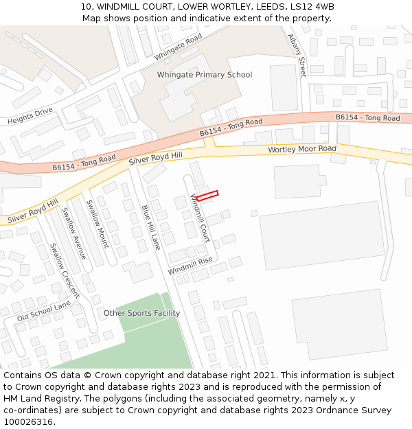10, WINDMILL COURT, LOWER WORTLEY, LEEDS, LS12 4WB: Location map and indicative extent of plot