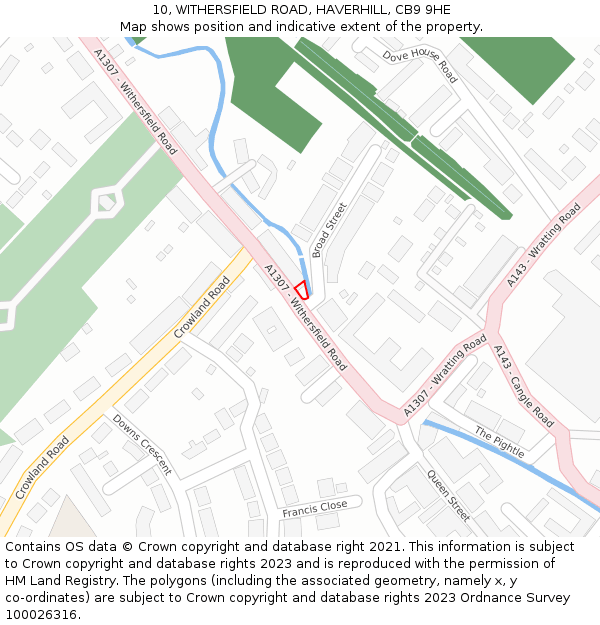10, WITHERSFIELD ROAD, HAVERHILL, CB9 9HE: Location map and indicative extent of plot