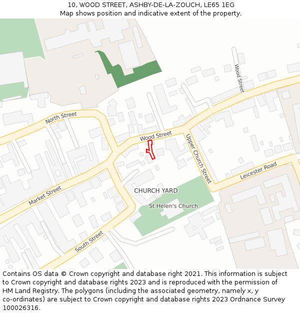 10, WOOD STREET, ASHBY-DE-LA-ZOUCH, LE65 1EG: Location map and indicative extent of plot