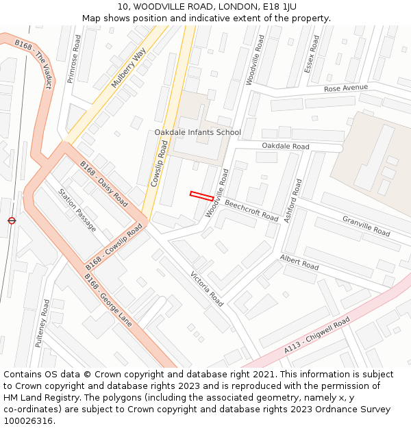 10, WOODVILLE ROAD, LONDON, E18 1JU: Location map and indicative extent of plot