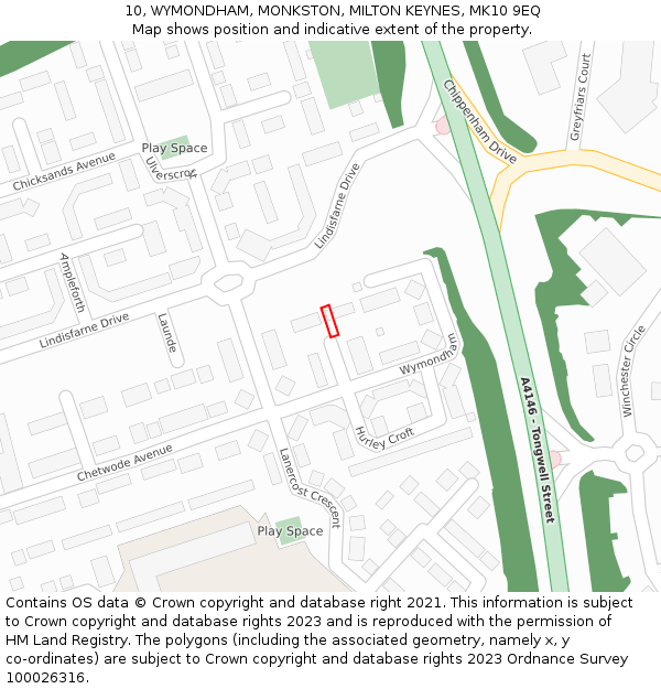 10, WYMONDHAM, MONKSTON, MILTON KEYNES, MK10 9EQ: Location map and indicative extent of plot