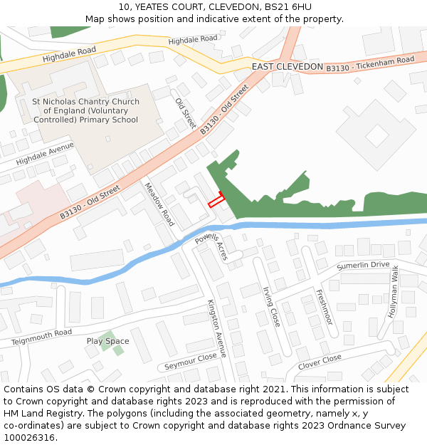 10, YEATES COURT, CLEVEDON, BS21 6HU: Location map and indicative extent of plot