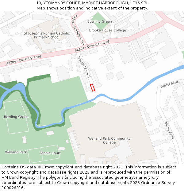 10, YEOMANRY COURT, MARKET HARBOROUGH, LE16 9BL: Location map and indicative extent of plot