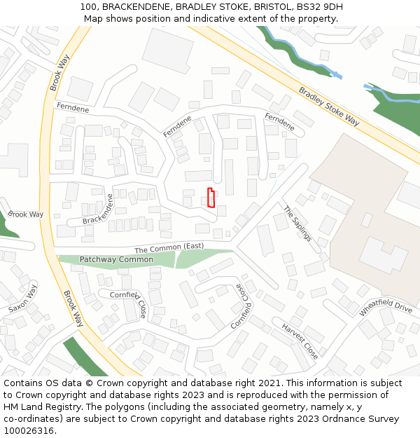 100, BRACKENDENE, BRADLEY STOKE, BRISTOL, BS32 9DH: Location map and indicative extent of plot