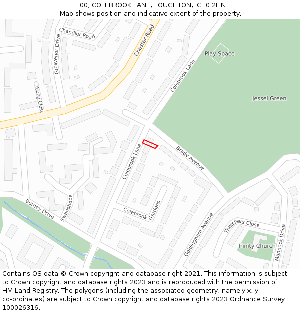 100, COLEBROOK LANE, LOUGHTON, IG10 2HN: Location map and indicative extent of plot