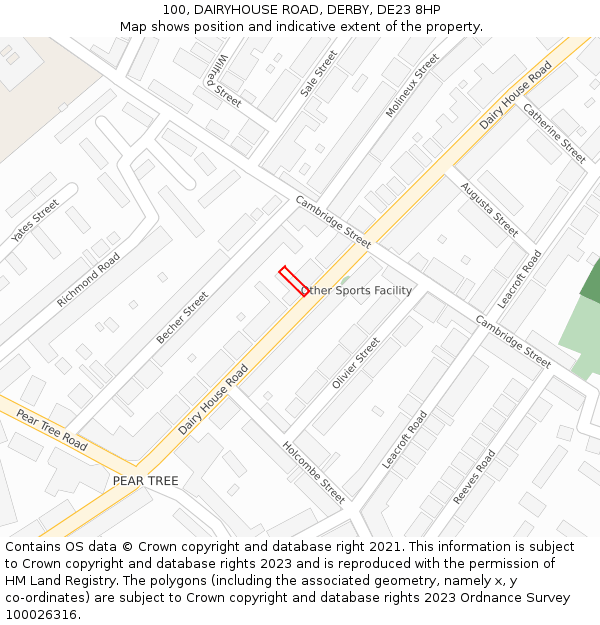 100, DAIRYHOUSE ROAD, DERBY, DE23 8HP: Location map and indicative extent of plot