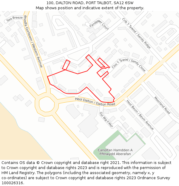 100, DALTON ROAD, PORT TALBOT, SA12 6SW: Location map and indicative extent of plot