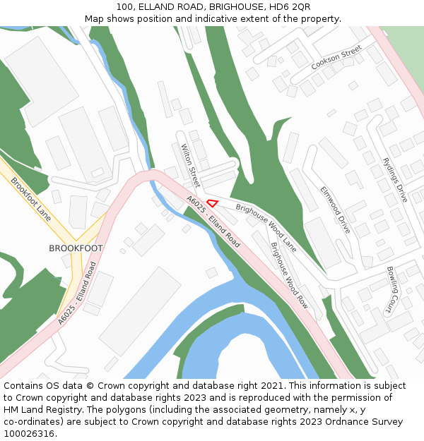 100, ELLAND ROAD, BRIGHOUSE, HD6 2QR: Location map and indicative extent of plot