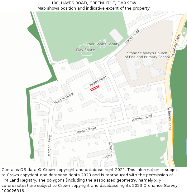 100, HAYES ROAD, GREENHITHE, DA9 9DW: Location map and indicative extent of plot