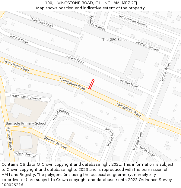 100, LIVINGSTONE ROAD, GILLINGHAM, ME7 2EJ: Location map and indicative extent of plot