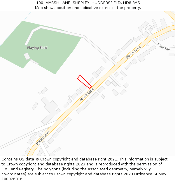 100, MARSH LANE, SHEPLEY, HUDDERSFIELD, HD8 8AS: Location map and indicative extent of plot