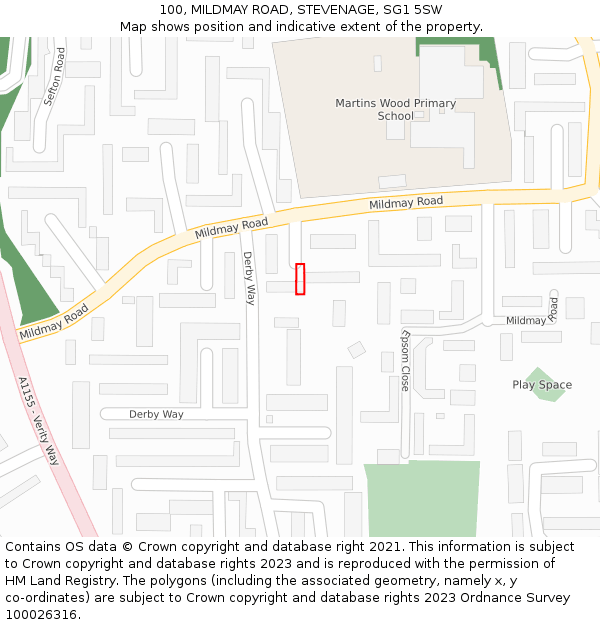 100, MILDMAY ROAD, STEVENAGE, SG1 5SW: Location map and indicative extent of plot