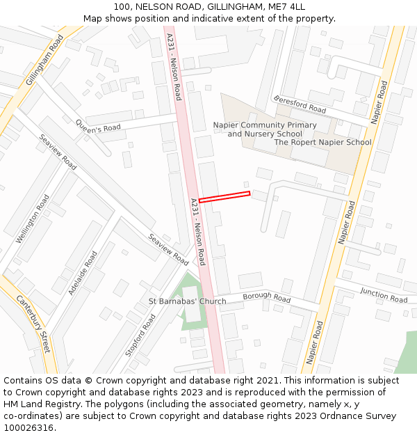 100, NELSON ROAD, GILLINGHAM, ME7 4LL: Location map and indicative extent of plot