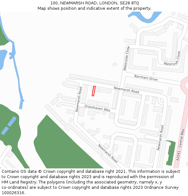 100, NEWMARSH ROAD, LONDON, SE28 8TQ: Location map and indicative extent of plot