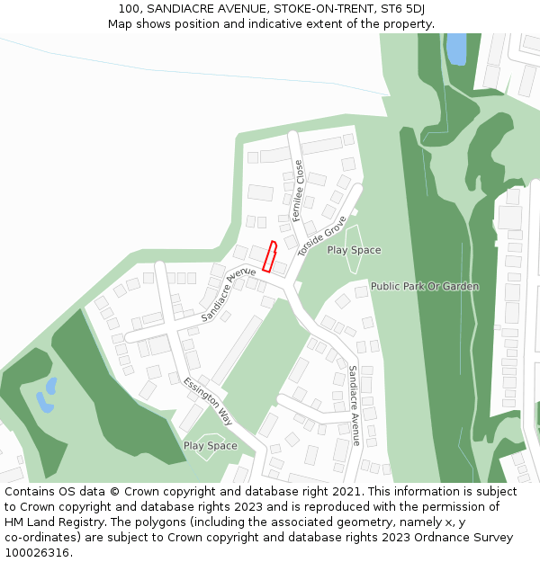 100, SANDIACRE AVENUE, STOKE-ON-TRENT, ST6 5DJ: Location map and indicative extent of plot