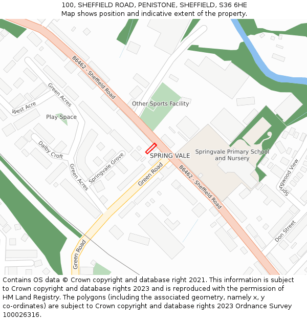 100, SHEFFIELD ROAD, PENISTONE, SHEFFIELD, S36 6HE: Location map and indicative extent of plot