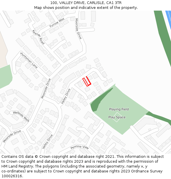 100, VALLEY DRIVE, CARLISLE, CA1 3TR: Location map and indicative extent of plot