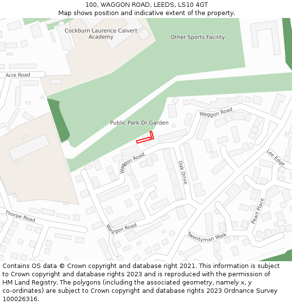 100, WAGGON ROAD, LEEDS, LS10 4GT: Location map and indicative extent of plot