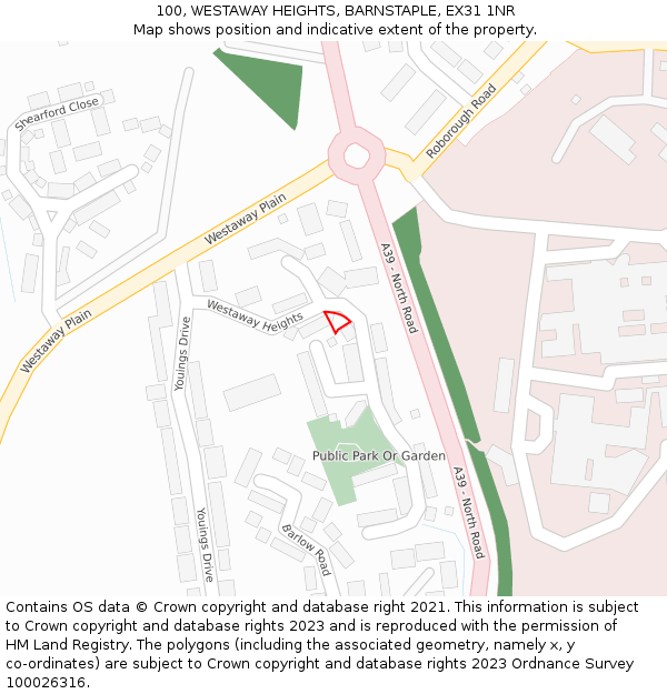 100, WESTAWAY HEIGHTS, BARNSTAPLE, EX31 1NR: Location map and indicative extent of plot