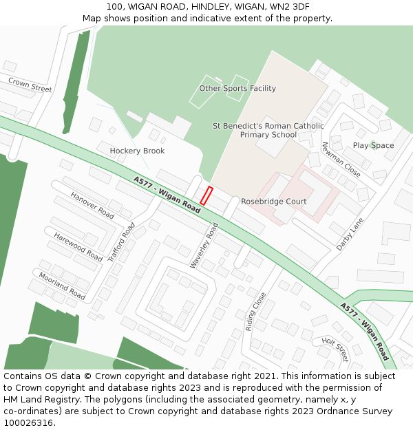 100, WIGAN ROAD, HINDLEY, WIGAN, WN2 3DF: Location map and indicative extent of plot