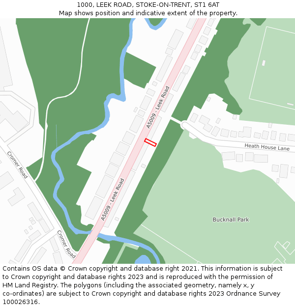 1000, LEEK ROAD, STOKE-ON-TRENT, ST1 6AT: Location map and indicative extent of plot