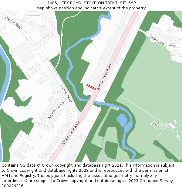 1005, LEEK ROAD, STOKE-ON-TRENT, ST1 6AP: Location map and indicative extent of plot