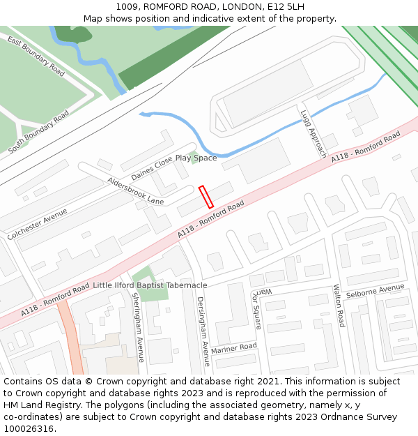 1009, ROMFORD ROAD, LONDON, E12 5LH: Location map and indicative extent of plot