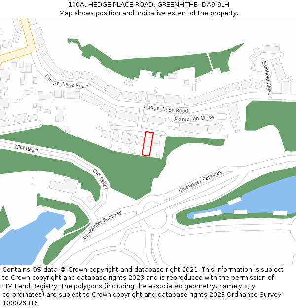 100A, HEDGE PLACE ROAD, GREENHITHE, DA9 9LH: Location map and indicative extent of plot